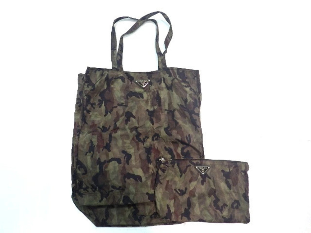 Prada Eco Bag Tote Pouch Clutch Camouflage
